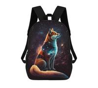 sinyumoney Cosmic Fox Art Print Backpack School Daypacks Business Backpack Water Resistant Bookbag for Boys/Girls/Teenagers 17inch