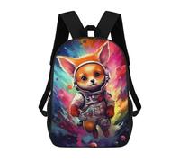 sinyumoney Cosmic Fox Astronaut-3 Backpacks Kids 17inch School Backpack School Bag 3D Printed School Bag for Boys Elementary And Middle School Students