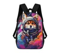 sinyumoney Cosmic Fox Astronaut-5 Children's Backpacks School Backpack 3D Printed for Kids Travel Rucksacks Book Bags Kids 17inch School Bag