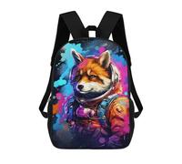 sinyumoney Cosmic Fox Astronaut Art-1 School Backpack Lightweight Airport College Students Back Pack for Boys/Girls/Teenagers 17inch