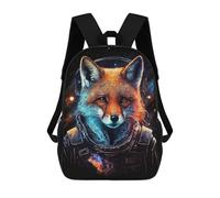 sinyumoney Cosmic Fox Astronaut Art Print-2 Backpack School Bag Fashion Stationery Backpack Waterproof Casual Daypacks- Perfect for Travel, Work And Daily Use 17inch