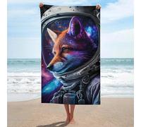 sinyumoney Cosmic Fox Astronaut Art Print-3 Bathroom Towels Set Sand Free Quick Dry Absorbent Compact Beach Towel 130cm*80cm