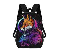 sinyumoney Cosmic Fox Astronaut Art Print 3D Printed 17inch School Bag Children's School Backpack Travel Backpacks Casual Fashion Bag for Kids School Students