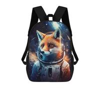 sinyumoney Cosmic Fox Astronaut Backpack School Lightweight Airport College Students Back Pack for School/Work/Travel 17inch