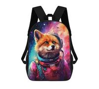 sinyumoney Cosmic Fox Astronaut School Bag 3D Printed 17inch Backpacks Fashion Kids School Backpack Rucksacks for Boys Elementary And Middle School Students