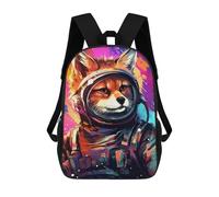 sinyumoney Cosmic Fox Explorer-12 3D Printed Kids 17inch Backpacks Boys Fashion Travel Backpacks School Bag for Boys Elementary And Middle School Students