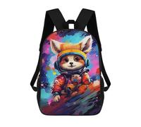 sinyumoney Cosmic Fox Explorer School Backpack for Girls 17inch Casual Daypack Lightweight Rucksack Boy Girl Backpack for Middle School Students