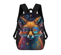 sinyumoney Cosmic Fox Goggles 17 Inch School Bag Backpack Teen Schoolbag 3D Printing Adjustable Schoolbag Fashion Pocket Bag for Kids Boys Girls Students