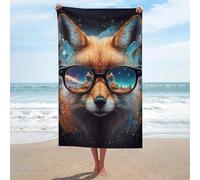 sinyumoney Cosmic Fox Sunglasses Art Bathroom Towels Set Sand Free Quick Dry Absorbent Compact Beach Towel 130cm*80cm