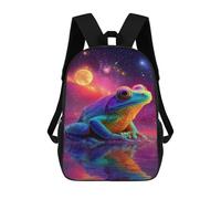 sinyumoney Cosmic Frog Reflections Backpacks Kids 17inch School Backpack School Bag 3D Printed School Bag for Boys Elementary And Middle School Students