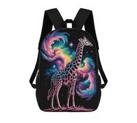 sinyumoney Cosmic Giraffe Illustration Kids' Backpack 3D Printing School Bag Boys Cool Daypacks Casual Knapsack Fun Back Bag for Kids And Teenager 17inch