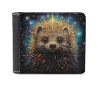 sinyumoney Cosmic Hedgehog Portrait 3D Print PU Leather Men's Wallet Holds Bills Credit Slots Note Section Slim Elegant Wallets Everyday Use 11.7cm*9.5cm