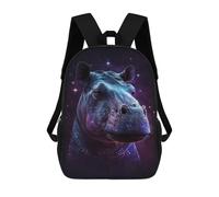 sinyumoney Cosmic Hippo Portrait-10 Children's Backpacks 17inch School Backpack 3D Printed Bag Bookbag for Kids Travel Rucksacks Boy Girl Book Bags Kids School Bag