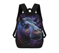 sinyumoney Cosmic Hippo Portrait-11 17inch School Bag 3D Printed Children's School Backpack Casual Fashion Travel Backpacks for Kids School Students