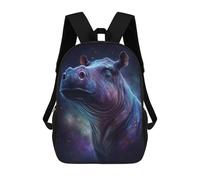 sinyumoney Cosmic Hippo Portrait-14 Backpacks Kids 17inch School Backpack School Bag 3D Printed School Bag for Boys Elementary And Middle School Students