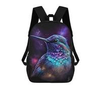 sinyumoney Cosmic Hummingbird Art Print-1 3D Printed 17 Inch School Backpack Casual Children's Backpacks 3D Printed for Boys Elementary And Middle