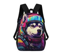 sinyumoney Cosmic Husky Explorer 3D Printed 17inch Kids School Bag Rucksacks Children's School Fashion Casual Back Pack High Capacity Travel Book Bags