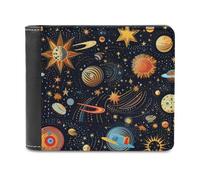 sinyumoney Cosmic Illustration Pattern 3D Print PU Leather Wallet Use Holds Bills Leather RFID Banknote Compartments Fashion Slim Wallets 11.7cm*9.5cm