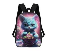 sinyumoney Cosmic Kitten with Cupcake Kids Backpack, Backpack School Bag, Backpacks Kids School 3D Printed School Bags for Elementary And Middle School Students Teens Birthday Gift 17inch