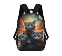 sinyumoney Cosmic Kittens-1 Kids School Backpack 3D Printed Backpacks Fashion School Bag Rucksacks for Boys Elementary And Middle School Students 17inch