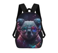 sinyumoney Cosmic Koala Sunglasses School Bag 3D Printed 17inch Backpacks Fashion Kids School Backpack Rucksacks for Boys Elementary And Middle School Students