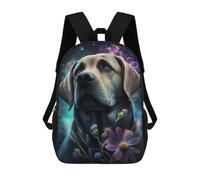 sinyumoney Cosmic Labrador with Flowers School Bags Fashion Stationery Backpack Waterproof Casual Daypacks for Men, Women & Teenage Boys 17inch