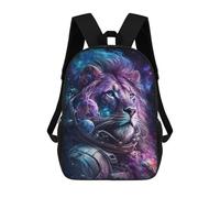 sinyumoney Cosmic Lion Astronaut Art Print-2 Children's 17 Inch School Backpack 3D Printed Casual Daypacks for Kids Travel Rucksacks Book Bags Kids School Bag