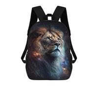 sinyumoney Cosmic Lion Portrait-5 Kids Backpack 17 Inch School Bag 3D Printed Cartoon School Backpacks for Boys And Teenager School Students