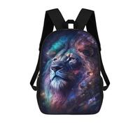 sinyumoney Cosmic Lion Portrait Artwork-3 17 Inch School Bag Backpack Teen Schoolbag 3D Printing Adjustable Schoolbag Fashion Pocket Bag for Kids Boys Girls Students