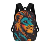 sinyumoney Cosmic Lion Portrait Neon Jungle King Lion Portrait School Backpack Lightweight Casual Daypack School Backpacks for Boys/Girls/Teenagers 17inch