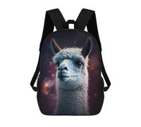 sinyumoney Cosmic Llama Portrait-1 Children's Backpack, 17 Inch 3D Printed School Backpack, Backpack Cartoon Adjustable School Bag for Primary School