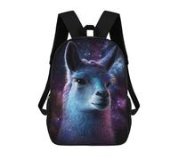 sinyumoney Cosmic Llama Portrait-12 Children's 17 Inch School Backpack 3D Printed Casual Daypacks for Kids Travel Rucksacks Book Bags Kids School Bag