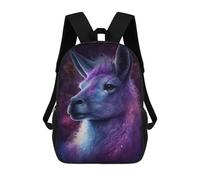 sinyumoney Cosmic Llama Portrait-13 Kids School Backpack 3D Printed Backpacks Fashion School Bag Rucksacks for Boys Elementary And Middle School Students 17inch