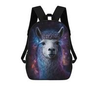sinyumoney Cosmic Llama Portrait-24 Kids Backpack 17 Inch School Bag 3D Printed Cartoon School Backpacks for Boys And Teenager School Students