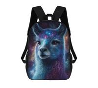 sinyumoney Cosmic Llama Portrait Print-1 3D Printed Children's School Backpack for Kids High Capacity Travel Rucksacks 17 Inch Book Bags Kids