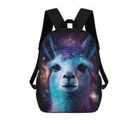 sinyumoney Cosmic Llama Portrait Print Children's Backpacks School Backpack 3D Printed for Kids Travel Rucksacks Book Bags Kids 17inch School Bag