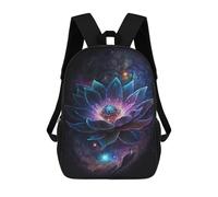 sinyumoney Cosmic Lotus Bloom-8 17 Inch Backpacks Kids Schoolbag,3D Printed Elementary And Middle School Students Backpacks for Boys Girls