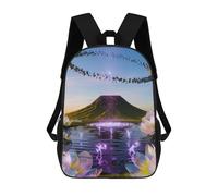 sinyumoney Cosmic Lotus Oasis Backpack 3D Printed Children's School Backpack Kids Travel Backpacks High Capacity Book Bags Children's Backpack Rucksack 17inch