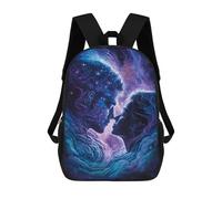 sinyumoney Cosmic Love Romance Art Print 17 Inch School Bag Backpack Teen Schoolbag 3D Printing Adjustable Schoolbag Fashion Pocket Bag for Kids Boys Girls Students