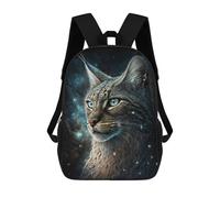 sinyumoney Cosmic Lynx Portrait-5 Children's Backpack, 17 Inch 3D Printed School Backpack, Backpack Cartoon Adjustable School Bag for Primary School