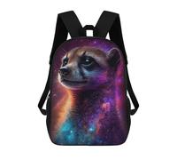 sinyumoney Cosmic Meerkat Art Print-1 Backpack School Secondary Causal Travel High School Bags for Campus Outdoor Travel Sports 17inch