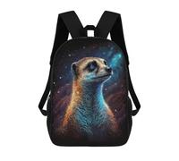 sinyumoney Cosmic Meerkat Art Print School Backpack High Secondary School Bags Casual Backpack for Girl, Teen Girls 17inch