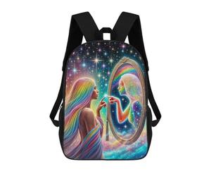 sinyumoney Cosmic Mirror Backpack Cartoon Plush Bag, 3D Backpack for Kids School Bag Birthday Gift Idea for Boys And Girls 17inch