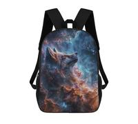 sinyumoney Cosmic Nebula Fox Backpacks Kids School Backpack School Bag 3D Printed School Bag for Boys Elementary And Middle School Students 17inch