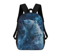 sinyumoney Cosmic Nebula Polar Bear 2 Backpack with Pocket 3D Printed Backpacks, Travel Rucksacks Book Bags Kids School Bag 17inch