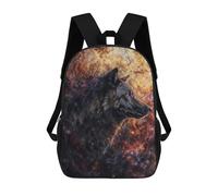sinyumoney Cosmic Nebula Wolf School Backpack for Girls 17inch Casual Daypack Lightweight Rucksack Boy Girl Backpack for Middle School Students