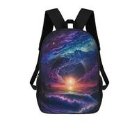 sinyumoney Cosmic Ocean Sunset Children's Backpack, 17 Inch 3D Printed School Backpack, Backpack Cartoon Adjustable School Bag for Primary School