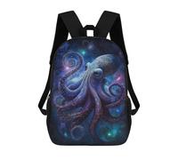 sinyumoney Cosmic Octopus Art Print-2 3D Printed 17 Inch School Backpack Casual Children's Backpacks 3D Printed for Boys Elementary And Middle