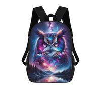 sinyumoney Cosmic Owl 3D Printed 17 Inch School Backpack Casual Children's Backpacks 3D Printed for Boys Elementary And Middle