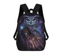 sinyumoney Cosmic Owl Art Print-6 Kids Backpack 17 Inch School Bag 3D Printed Cartoon School Backpacks for Boys And Teenager School Students